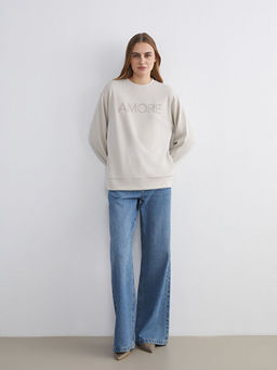 Bisiklet Yaka Ta?l? Kad?n Sweatshirt