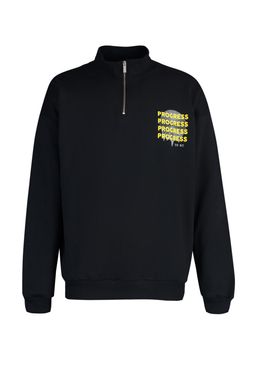 TRENDYOL MAN Siyah Oversize/Genis Kesim Fermuarl? Yaz? Bask?l? Ici Polar/S?cak Tutan Sweatshirt TMNAW23SW00017 - Trendyolmilla фото 9
