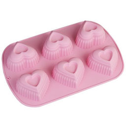 Форма для выпечки 6 ячеек силиконовая/ YH420 /уп 144/Сердце/26*17/0,095/ - Галеонтрейд фото 4