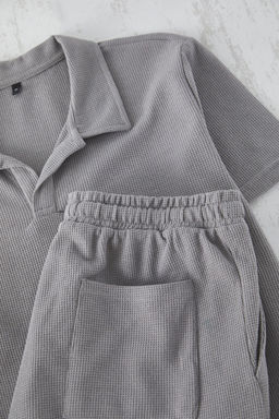 TRENDYOL MAN Gri Regular Fit Waffle Sortlu Orme Pijama Tak?m? TMNSS25PT00004 - Trendyolmilla фото 11