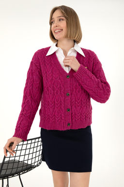 Женский трикотажный кардиган цвета фуксии Неожиданная скидка в корзине - U.s. polo assn фото 3