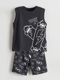 Bask?l? Erkek ?ocuk Ti??rt ve ?ort 2li