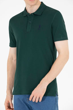 Мужская темно-зеленая футболка с воротником поло Basic - U.s. polo assn фото 7
