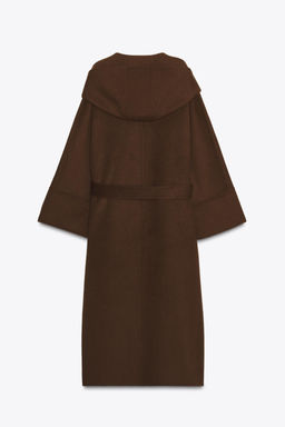 LONG BELTED COAT WITH WOOL ZW COLLECTION LIMITED EDITION