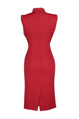 TRENDYOLMILLA Bordo Vucuda Oturan Dik Yaka Midi Kalem Etek Dokuma Elbise TWOAW20EL0311  фото 27