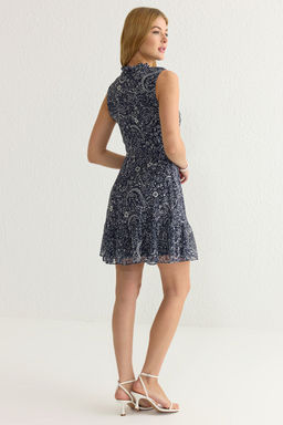 TRENDYOLMILLA Koyu Lacivert A Kesim Mini Astarl? Sifon Dokuma Elbise TWOSS20EL0237  фото 16