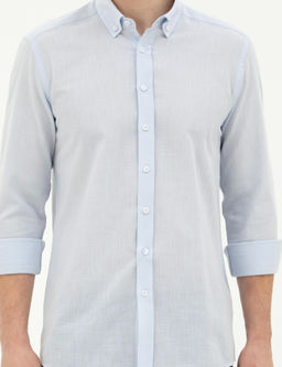 A__k Mavi Slim Fit Uzun Kollu G_mlek