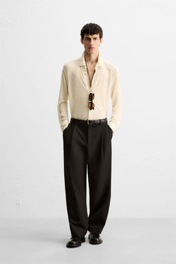 TEXTURED SEMI-SHEER SHIRT