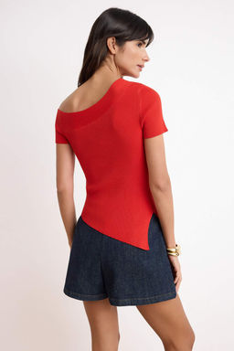 Yag Yesil Asimetrik Yaka Fitted Triko Ince Bluz TWOSS26BZ00291 - Trendyolmilla фото 10