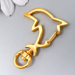 Цена за 5 шт. Карабин металл Дельфин золото 4,2х3,1 см - Simaland фото 4