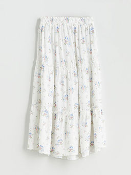 Beli Lastikli ?i?ekli K?z ?ocuk Etek