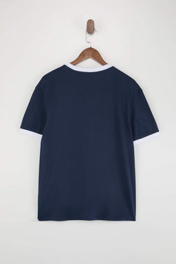 Lacivert Regular/Normal Kesim Kontrast Yaka ve Kol Detayl? Pike Dokulu T-Shirt TMNSS26TS00009