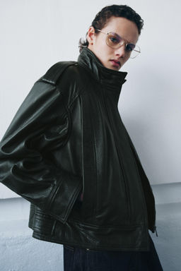 ZW COLLECTION LIMITED EDITION LEATHER BOMBER JACKET - Zara фото 11