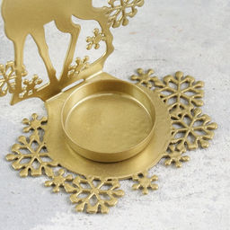 Металлический подсвечник на 1 свечу Олень, 9.6?7?14.5 см, золотой