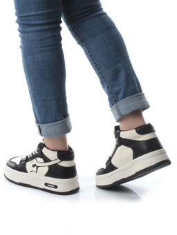 05-P84-1Z WHITE/BLACK Кроссовки женские зимние (натуральная и искусственная кожа, шерсть)