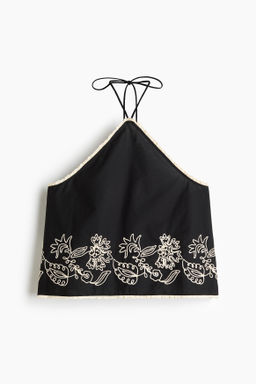 Top halter de algod?n con detalles bordados