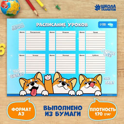 Цена за 10 шт. Расписание уроков Корги Джекки А3