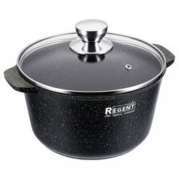 Кастрюля с антипригарным покрытием Cosmo 3,8л, д15см, h24см, s3,8мм, дно s4,5мм, стеклянная крышка с пароотводом, эргономичная ручки, литой алюминий, цветная коробка, Regent (Китай)
