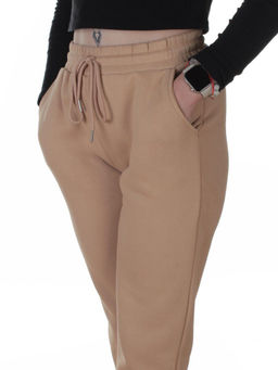 2226-K BEIGE Брюки спортивные утепленные женские (85% хлопок, 10% полиэстер, 5% спандекс)