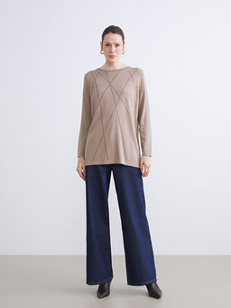 Bisiklet Yaka Ta?l? Kad?n Triko Kazak