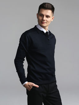 Джемпер мужской с воротником поло GREG G129-EV (т.синий)  фото 8