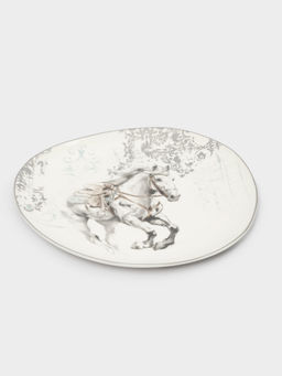 Тарелка закусочная, 21 см, фарфор N, белая, с серебристым кантом, Конь, White horse - Anna lafarg фото 2