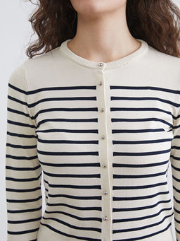 Bisiklet Yaka ?izgili Kad?n Triko H?rka