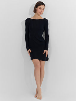 Сорочка ночная женская черная с открытой спиной - Mark formelle фото 6