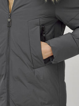 Куртка ПРЕМИУМ КЛАССА зимняя с мехом ЕНОТА, темно-серого цвета - Mtforce фото 10