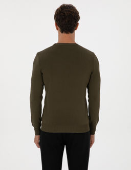 Koyu Haki Regular Fit Bisiklet Yaka Triko Kazak - Pierre cardin фото 5