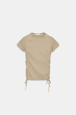 CAMISETA FRUNCES AJUSTABLES / Beige - Zara фото 4