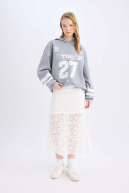 Coool A Form Yuksek Bel Dantel Maxi Etek - Defacto фото 2