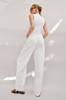 PANTAL?N RECTO CON LINO / Blanco - Zara фото 5