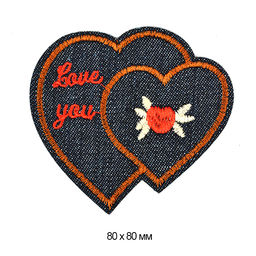Термоаппликации джинсовые арт.TBY.DEN.02 HEART 80х80мм уп.10шт