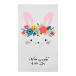 Набор полотенец кухонный Доляна Пасхальные зайчики 35х60см-4 шт, 100% хлопок, вафля 160 г/м2  фото 4