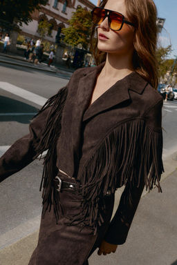FRINGED FAUX SUEDE JACKET - Zara фото 5