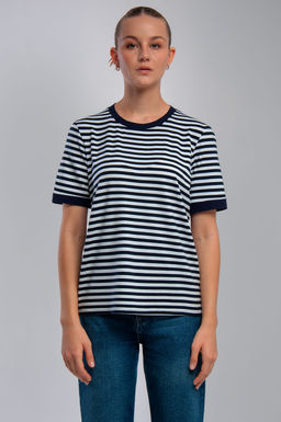 Арт. 3661 Футболка женская 42-50 (5 шт) Цвет:бело-синий - Калинка фото 2