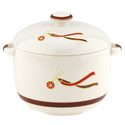 Супница фарфоровая Улов 1л, д13,5см, h10см, общая h13,5см, с крышкой, 2 ручки, с деколью, молочный, в коробке (Китай) - Домашняя мода фото 3