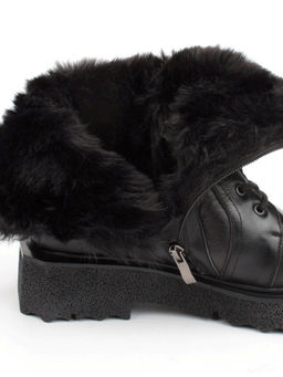 04-YPM5827A BLACK Ботинки зимние женские (натуральная кожа, натуральный мех)