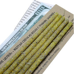 Свеча воск Травы НОВЫЕ ВОЗМОЖНОСТИ, УДАЧА, ДОСТИЖЕНИЕ ЦЕЛЕЙ IШалфей Донник Лаванда уп 5шт 16см