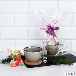 Подарочный набор Кружка 300 мл Градиент с подставкой под горячее + ложка / WRF-270 /уп/ в подарочной упаковке/ Новогодний