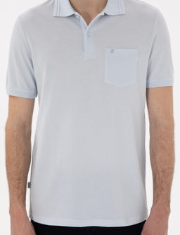 A__k Mavi Regular Fit %100 Pamuk Polo Yaka Basic Ti__rt