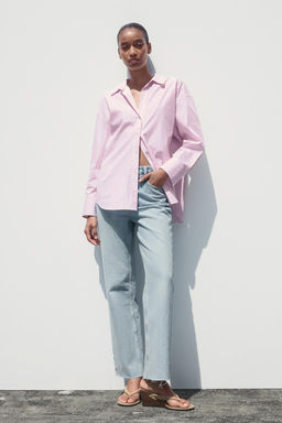 STRIPED POPLIN SHIRT WITH METALLIC THREAD