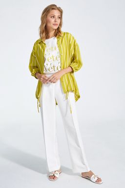 Брюки из льна с вискозой, прямого силуэта NIKA