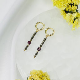 Серьги длинные Пирита и Граната