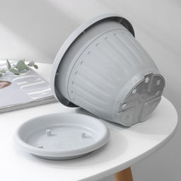 Горшок для цветов с поддоном Сильвер ЭКО, 1.9 л, d=18 см, светло-серый - Simaland фото 9