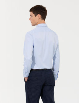 A__k Mavi Slim Fit Uzun Kollu Basic G_mlek