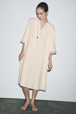 LIMITED EDITION CONTRAST LINEN BLEND KAFTAN