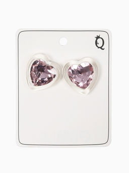 Серьги "Кристалл" сердце, цвет прозрачно-розовый