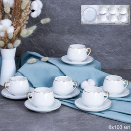 Набор кофейный 12 пр 100 мл фарфор, отводка золотом арт. CF/12-FY196004 (652792)